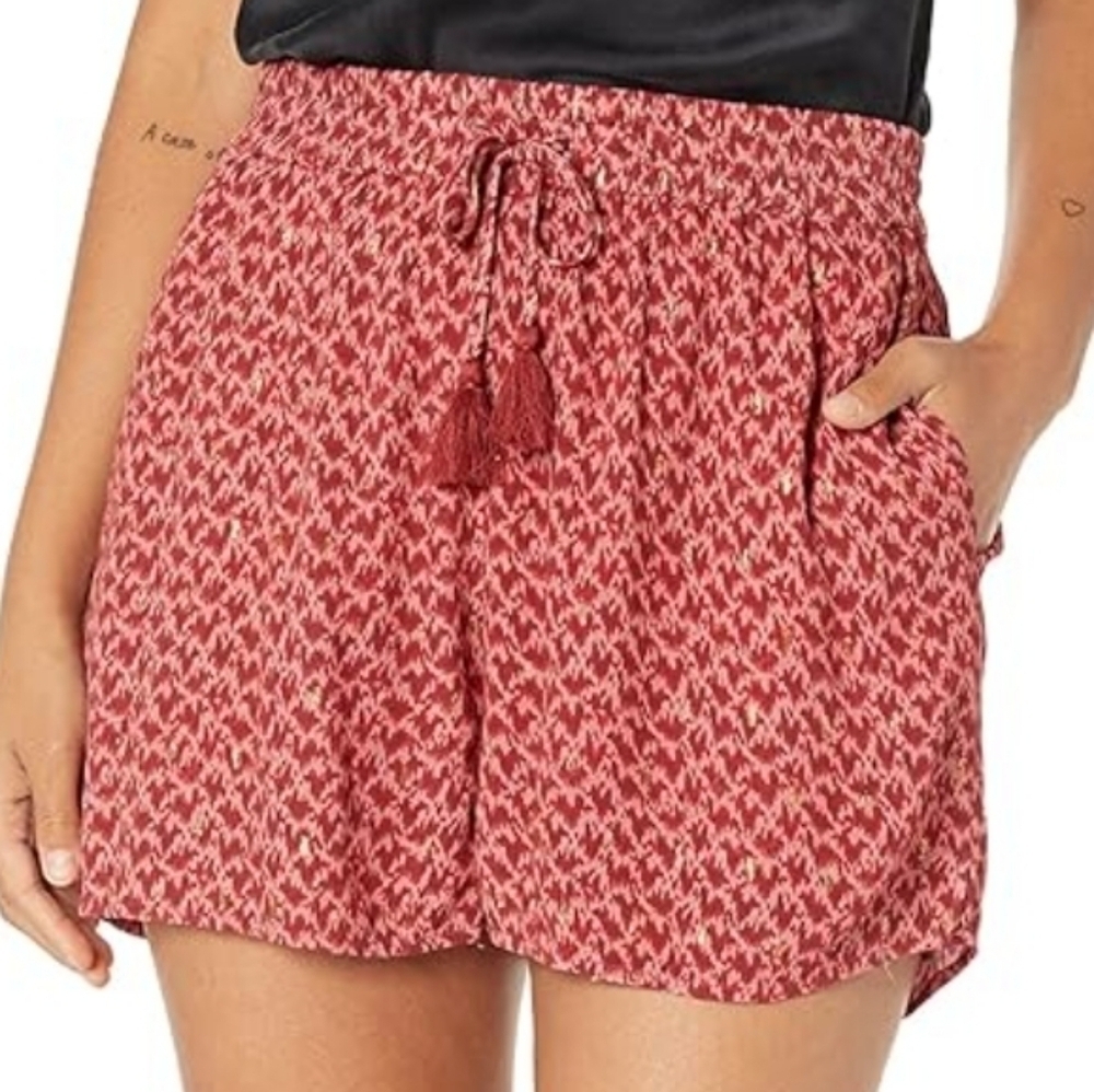 PAIGE Mardi High Waist Pink and Gold Shorts